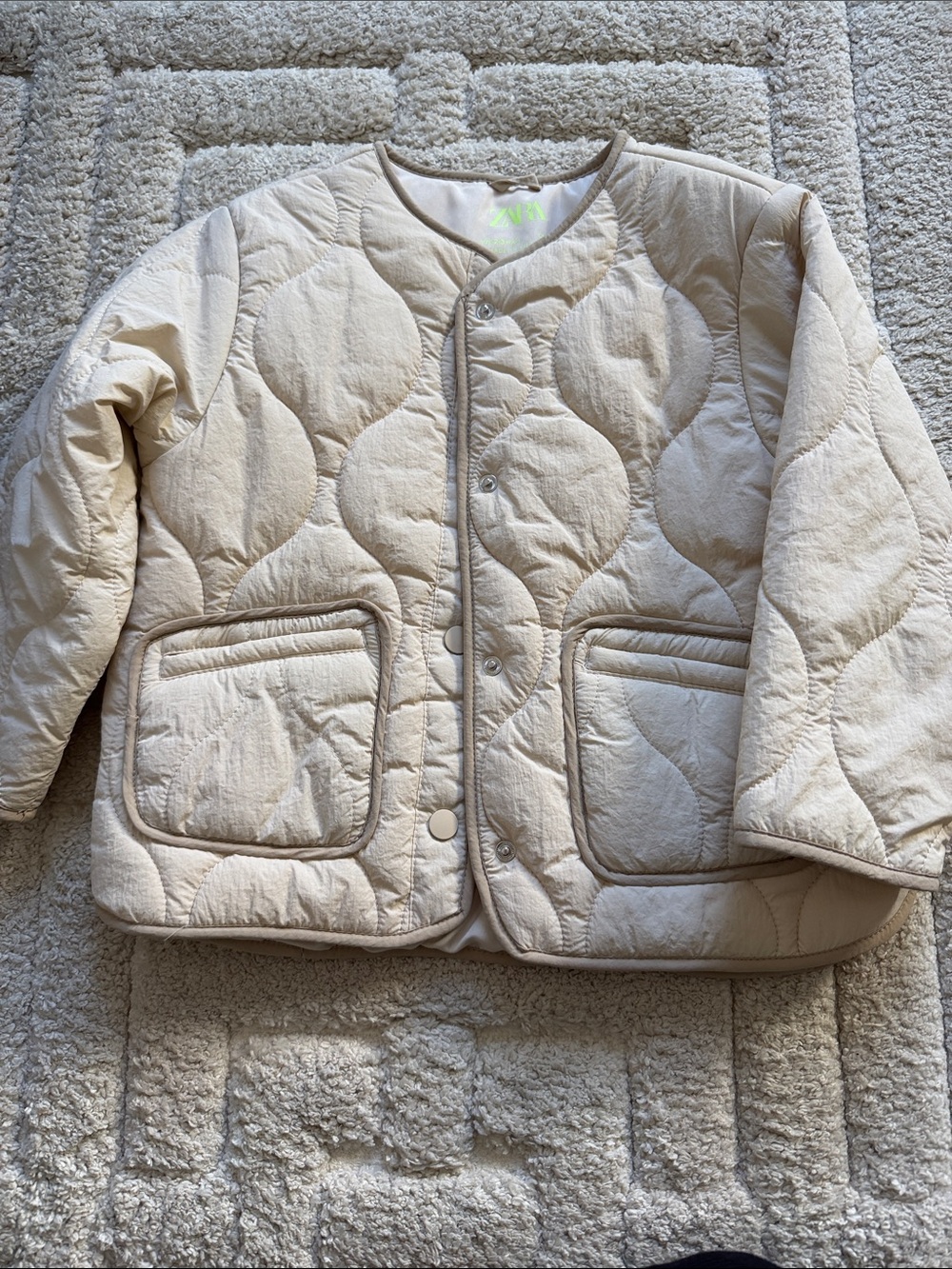 Zara Kids Cream Quilted Puffer Jacket